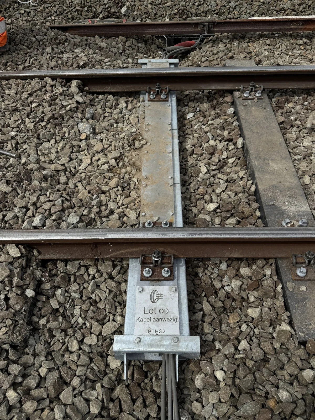 Top-down view of the Kampa Sleeper crossing the track between the rails